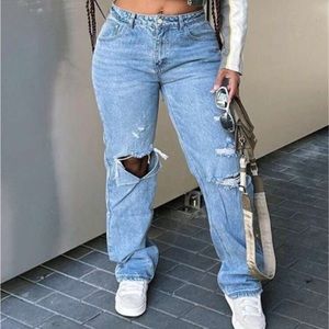 Shein Ripped Straight Leg Jeans